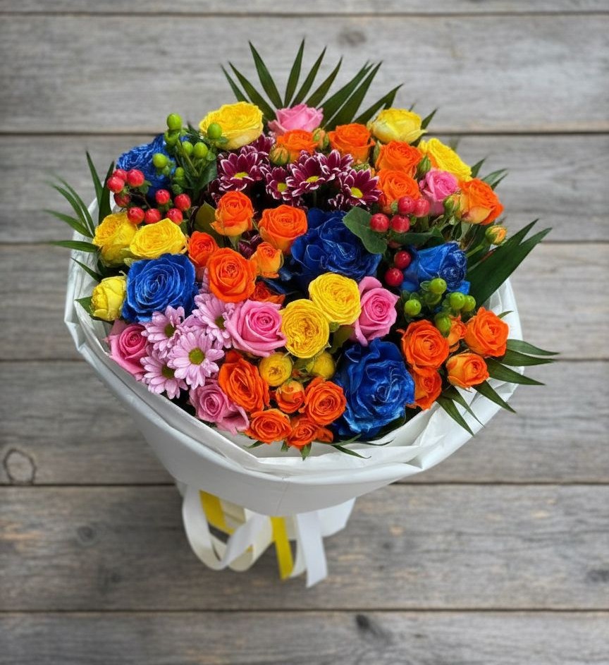 Букет цветов из: Розы и Хризантемы в Нешукае