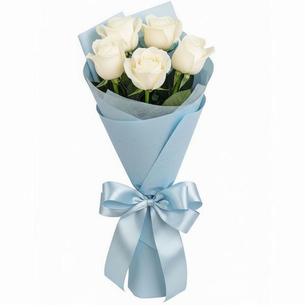 Букет 5 Белых роз Проуд в Нешукае