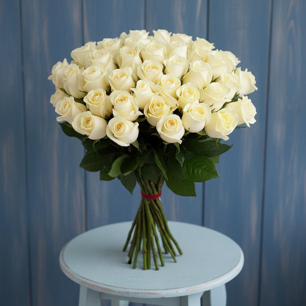 Букет 51 Белая роза Эдлесс Лав в Нешукае