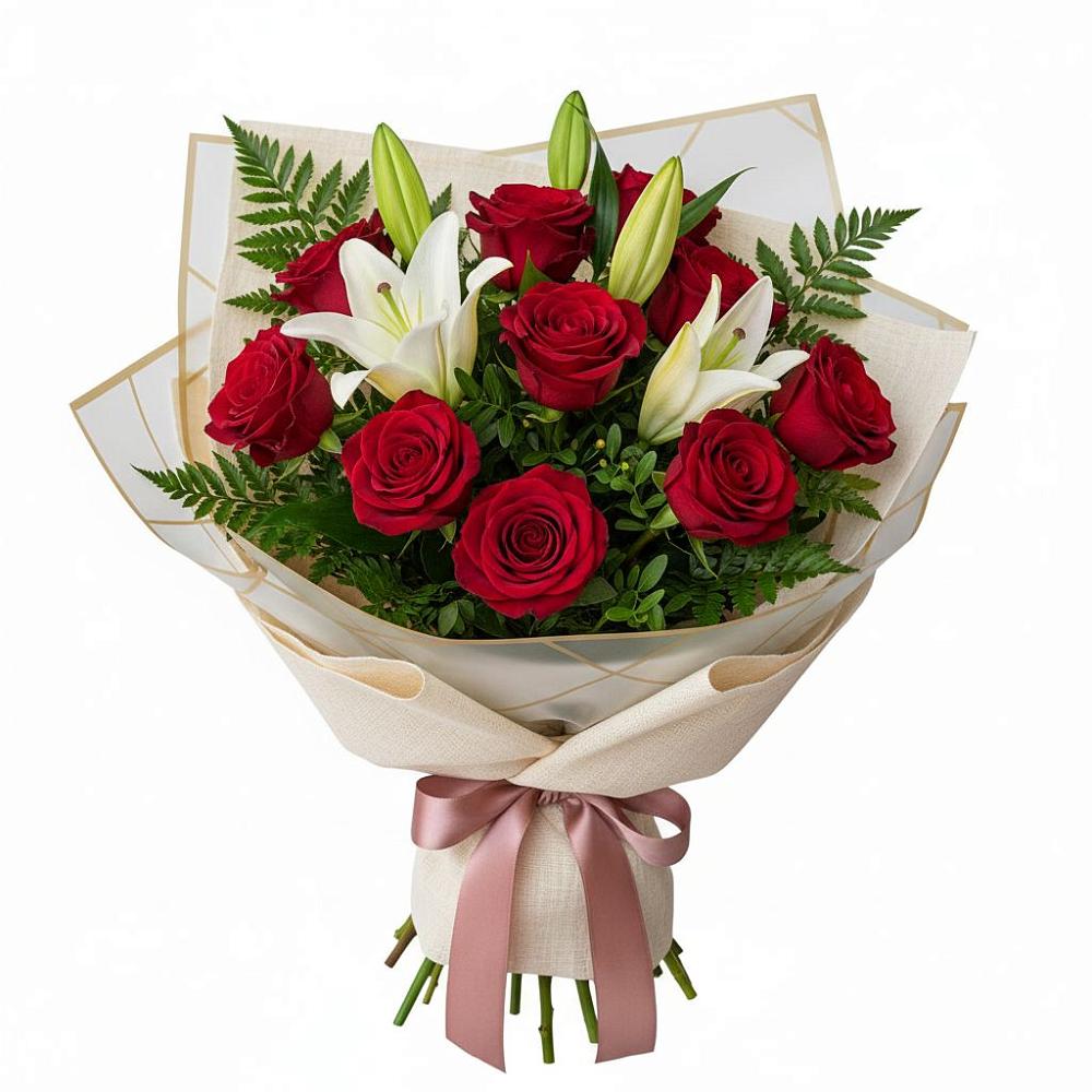 Букет цветов из: Лилии и Розы в Нешукае