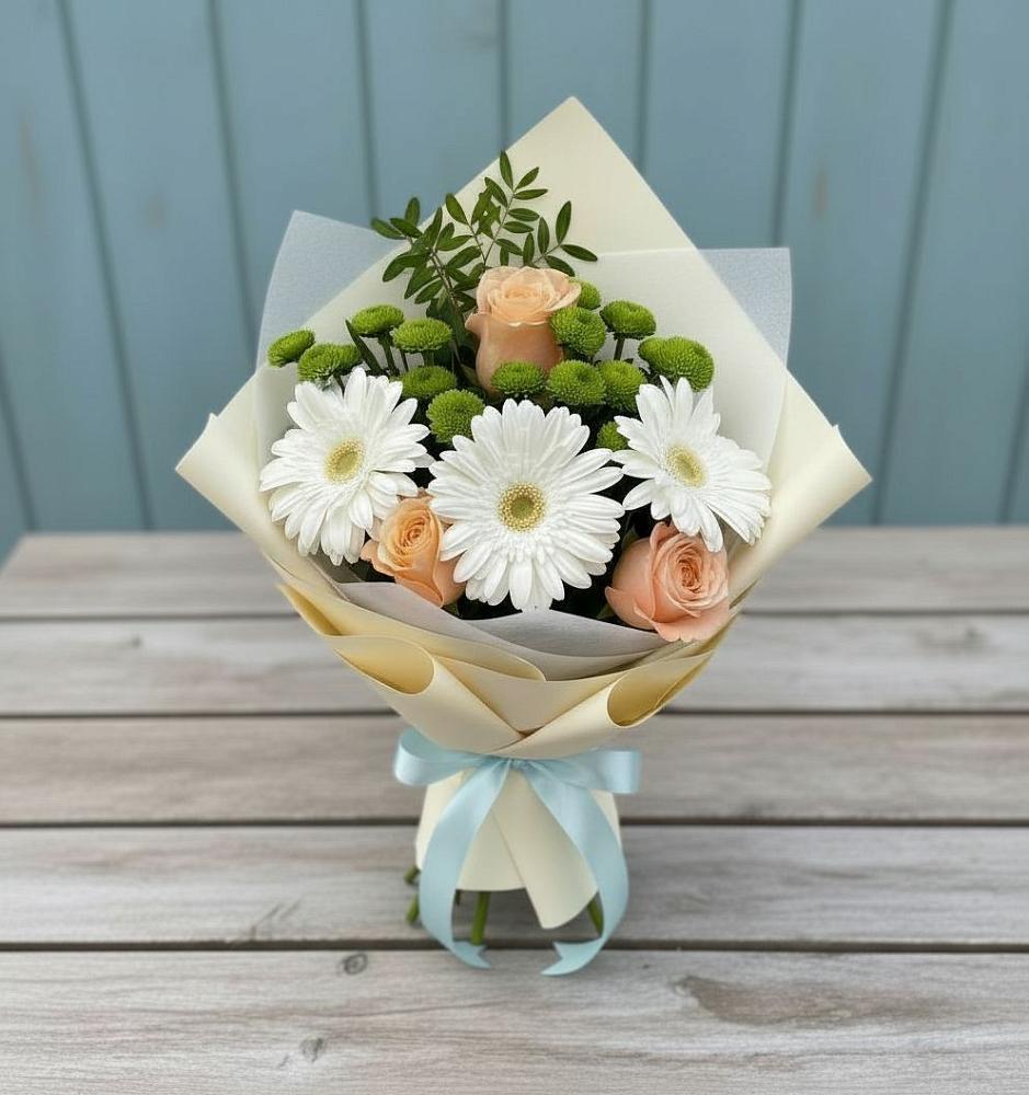 Букет цветов из: Герберы, Розы и Хризантемы в Нешукае