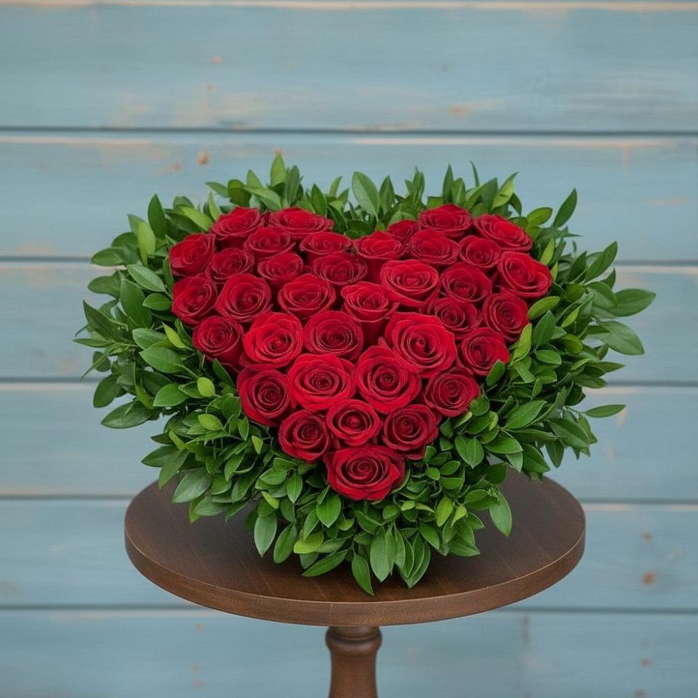 Цветочная композиция из Розы в виде сердца в Нешукае