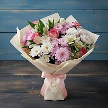 Букет цветов из:  Хризантемы, Альстромерии и Розы в Нешукае
