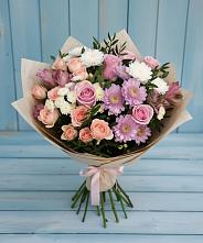 Букет цветов из:  Хризантемы, Розы и Альстромерии в Нешукае