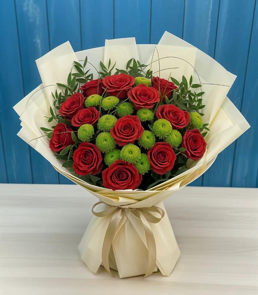 Букет цветов из: Розы и Хризантемы в Нешукае